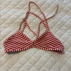 Jolyn Red and White Striped Bikini Top
